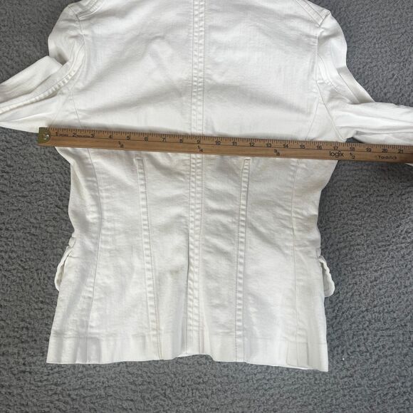 Banana Republic Denim Jacket Womens 6 White Trucker Button Cotton Stretch - Picture 10 of 11